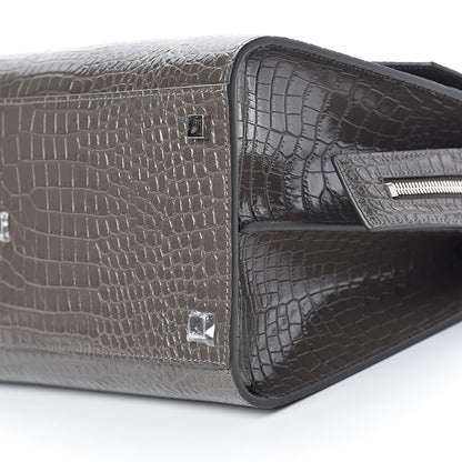 Saint Laurent Croc Calfskin Embossed Medium Uptown Tote Asphalt 10 of 10