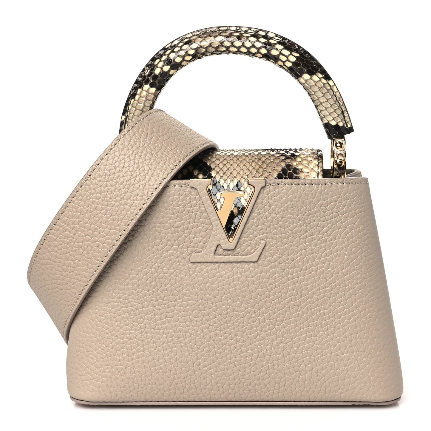 Taurillon Snakeskin Mini Capucines Galet