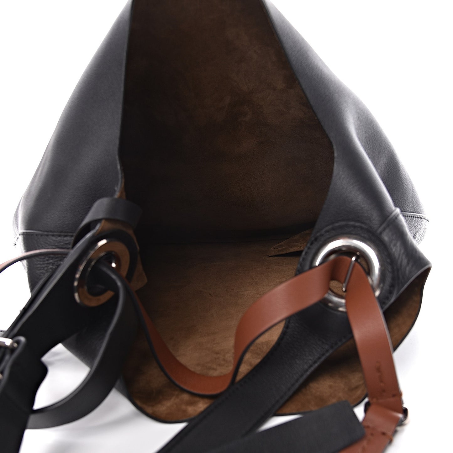 Calfskin Grommet Hobo Black