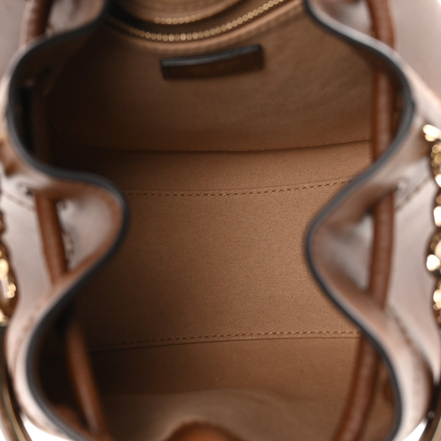 Smooth Shiny Calfskin Bon Bon Bucket Bag Dark Tan