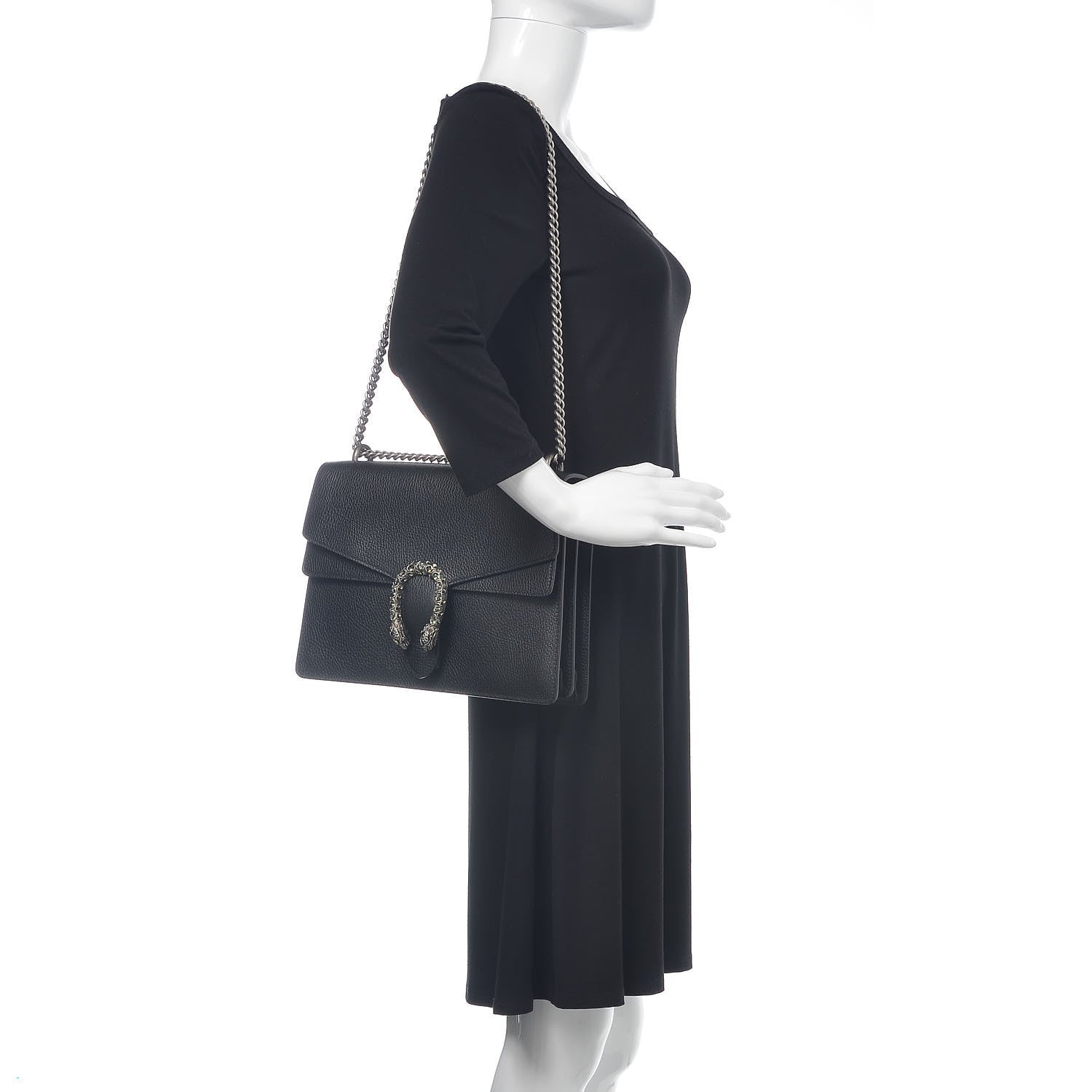 Gucci Dollar Calfskin Crystal Medium Dionysus Shoulder Bag Black Black Diamond 3 of 13