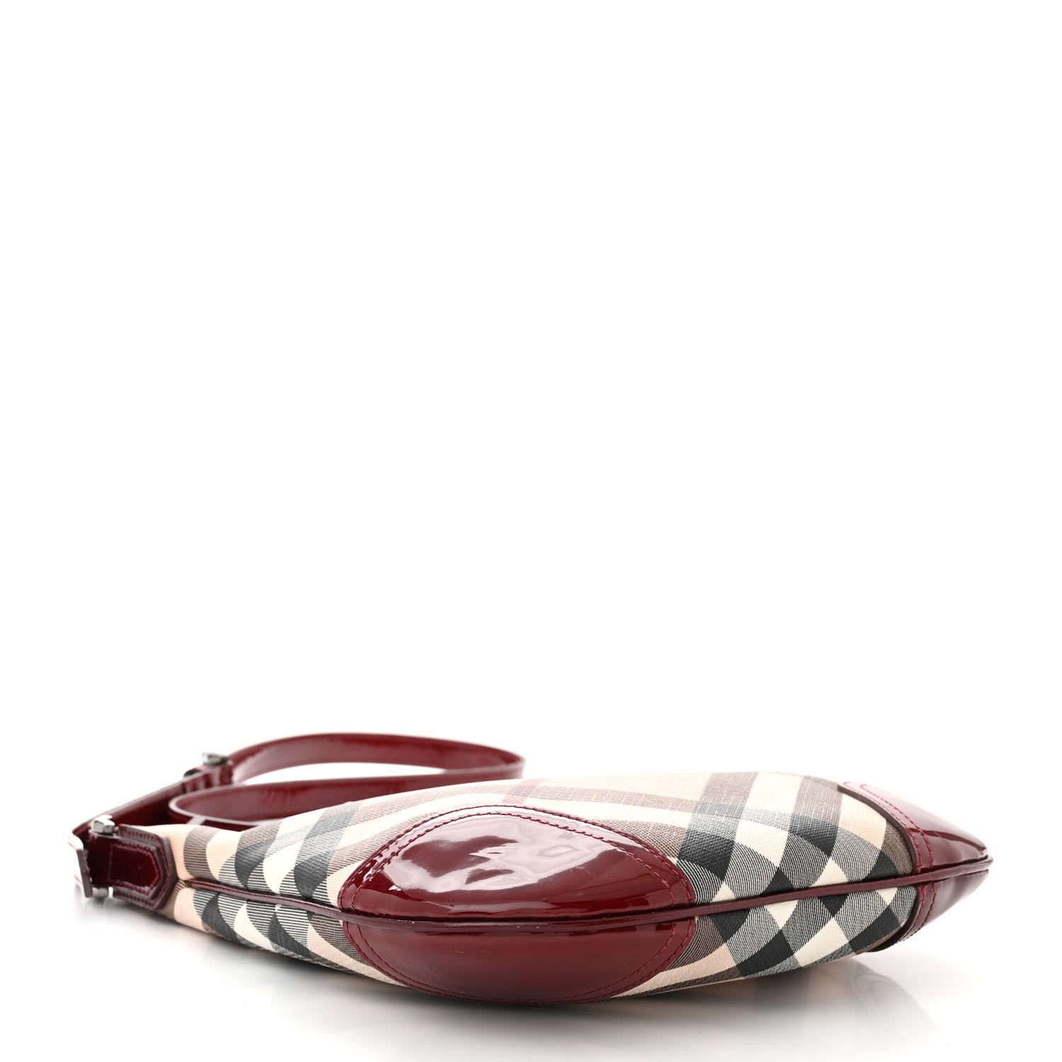 Burberry Patent Nova Check Dryden Crossbody Bag Dark Red 4 of 14