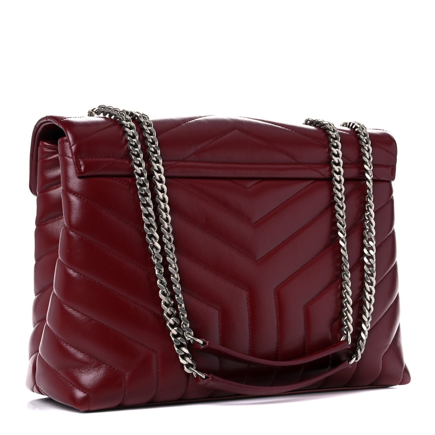 Calfskin Y Quilted Monogram Medium Loulou Chain Satchel Rouge Legion