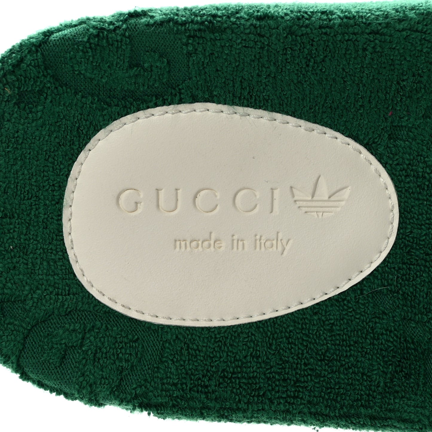 X ADIDAS Terry Cloth Trefoil GG Monogram Womens Platform Sandals 40  Green Off White