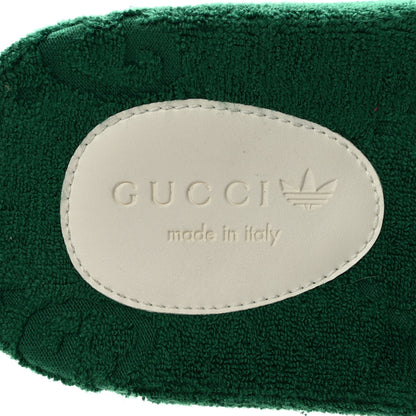Gucci X ADIDAS Terry Cloth Trefoil GG Monogram Womens Platform Sandals 40  Green Off White 8 of 9