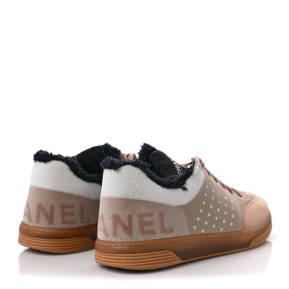 Chanel Fabric Suede Calfskin Logo Sneakers 36 Light Beige 4 of 7
