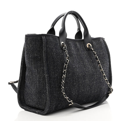 Chanel Denim Medium Deauville Tote Dark Blue White 3 of 10