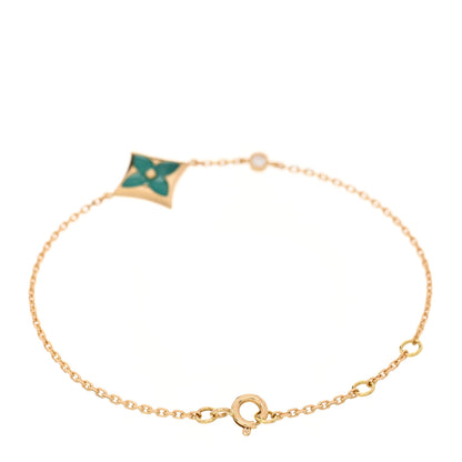 Louis Vuitton 18K Yellow Gold Diamond Amazonite Color Blossom BB Star Bracelet 2 of 4