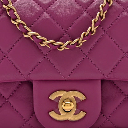 Chanel Lambskin Quilted Mini Rectangular Pearl Crush Flap Purple 8 of 10