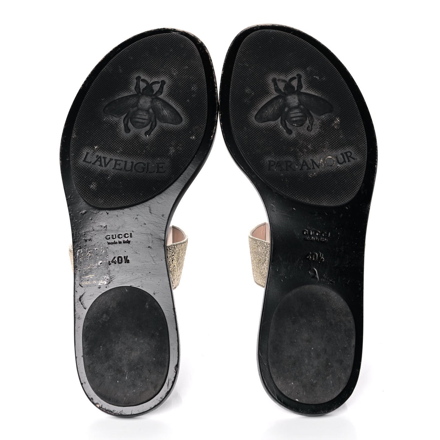 Nappa Silk Galassia GG Marmont Thong Flat Sandals 40.5 Platino