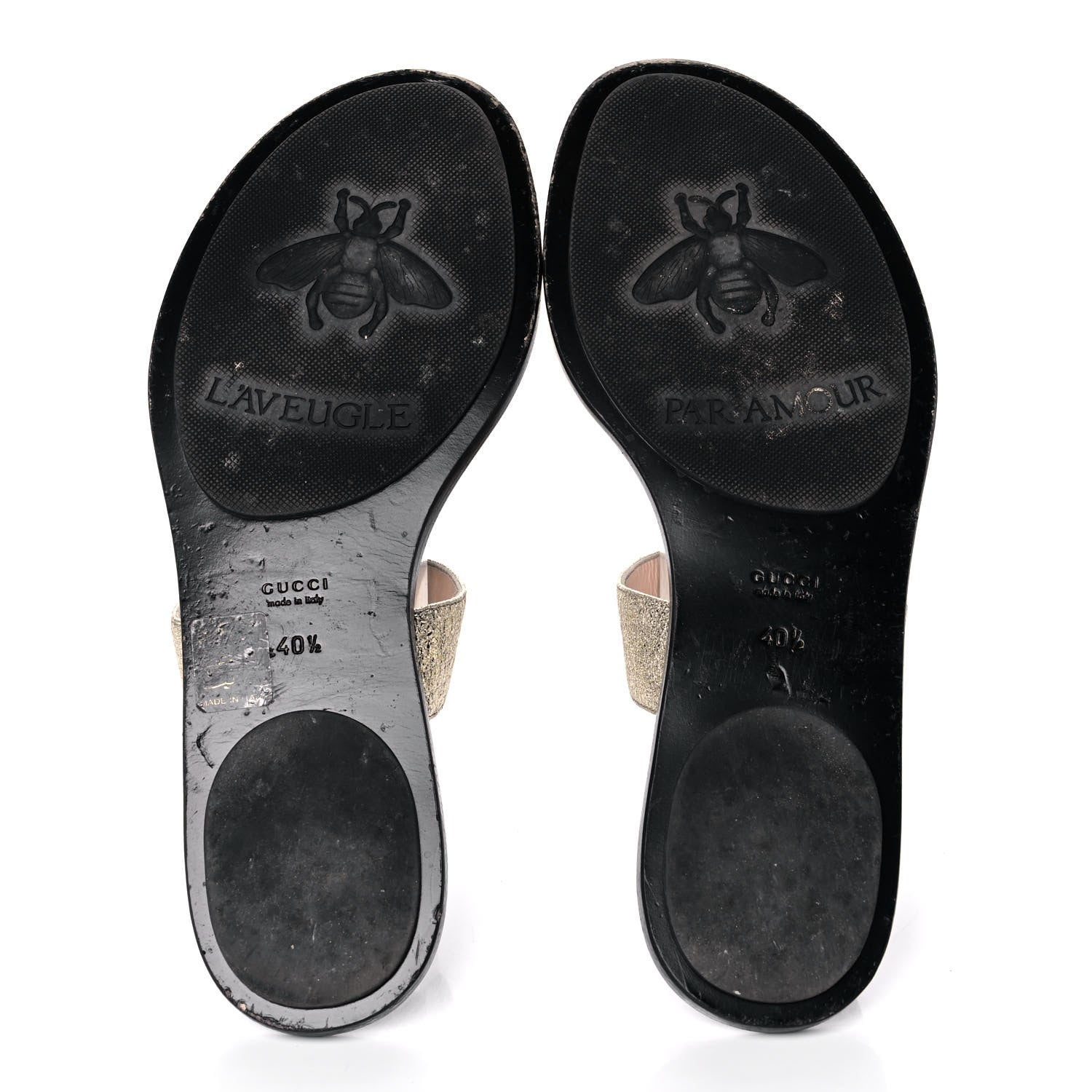 Gucci Nappa Silk Galassia GG Marmont Thong Flat Sandals 40.5 Platino 5 of 10