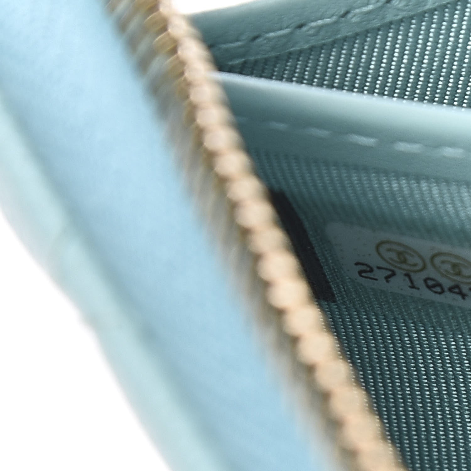 Chanel Caviar Quilted Large Gusset Zip Around Wallet Light Blue 8 of 9