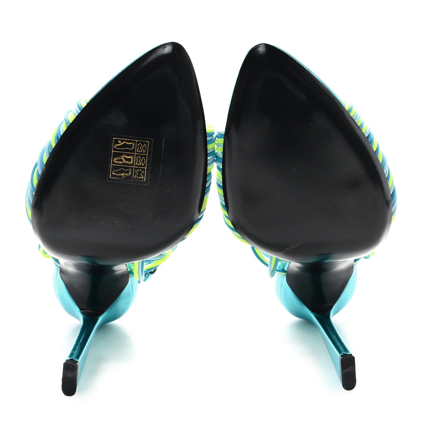 Metallic Calfskin Gippy 105 Sandals 38.5 Cerulean Giallo Fluo