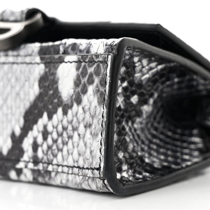 Balenciaga Shiny Calfskin Snakeskin Effect Hourglass Top Handle Bag Mini Silver Black 10 of 10