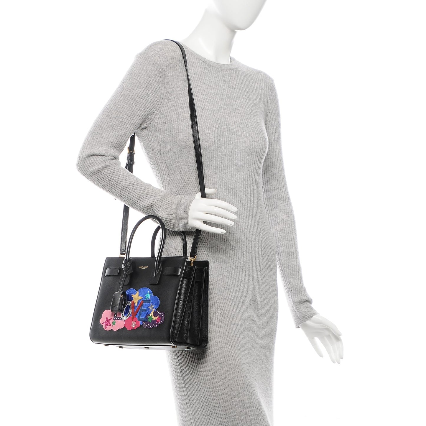 Calfskin Love Patchwork Baby Sac De Jour Black