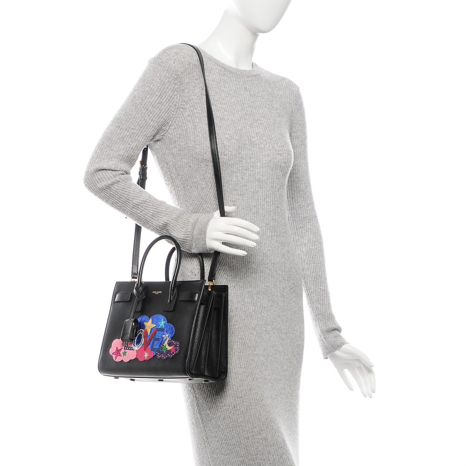 Saint Laurent Calfskin Love Patchwork Baby Sac De Jour Black 2 of 6