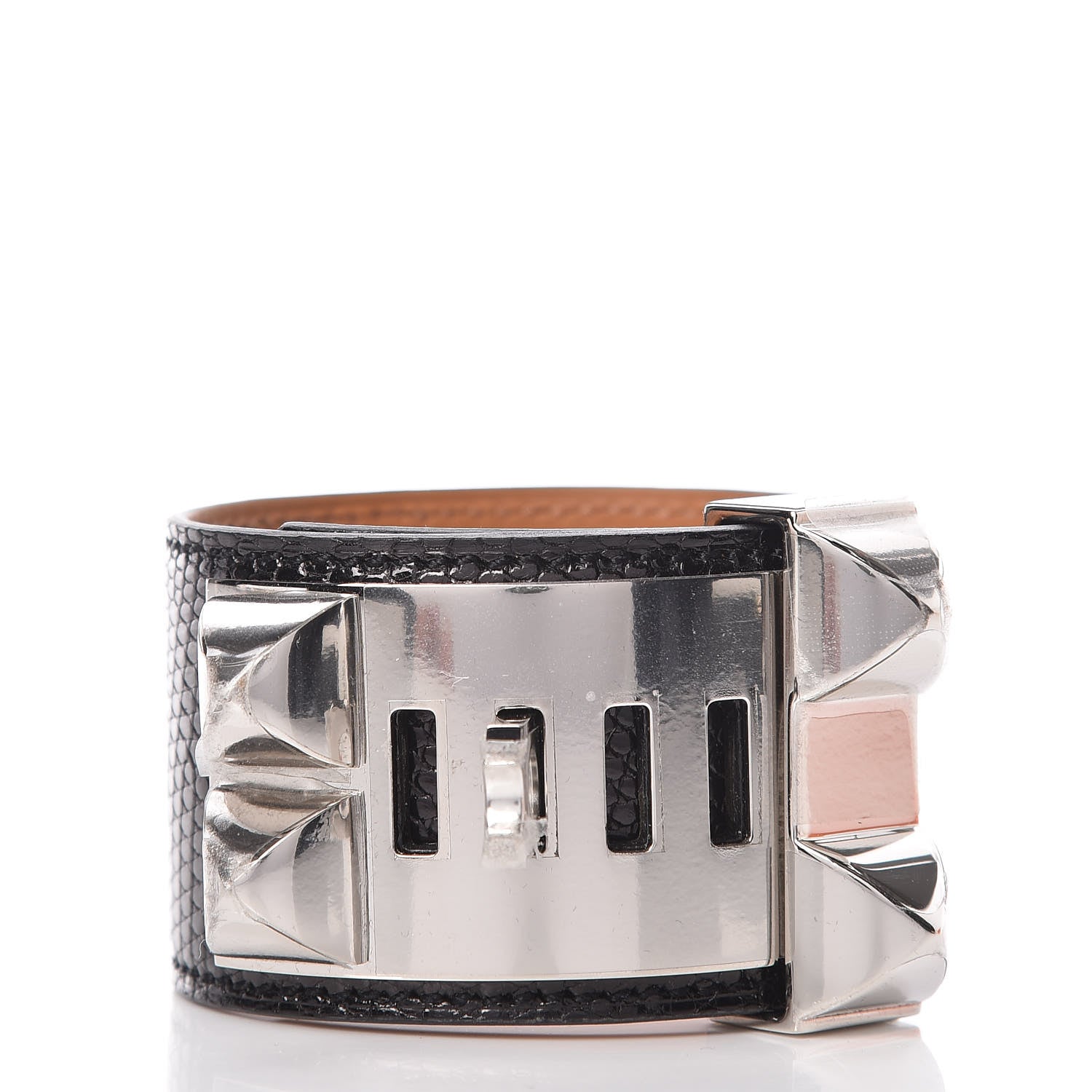 Hermes Lizard Collier De Chien CDC Bracelet T3 Black 3 of 8