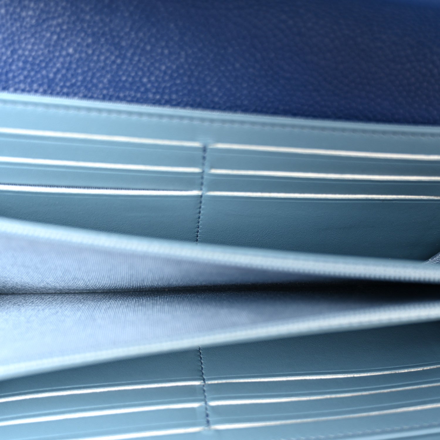 Chanel Caviar Quilted CC Box Gusset Flap Wallet Blue 5 of 11