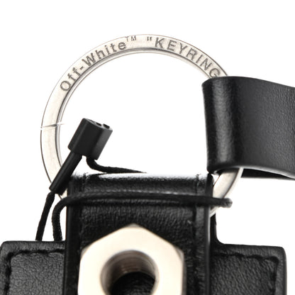 Off-White Calfskin Quote Key Holder Black White 3 of 6