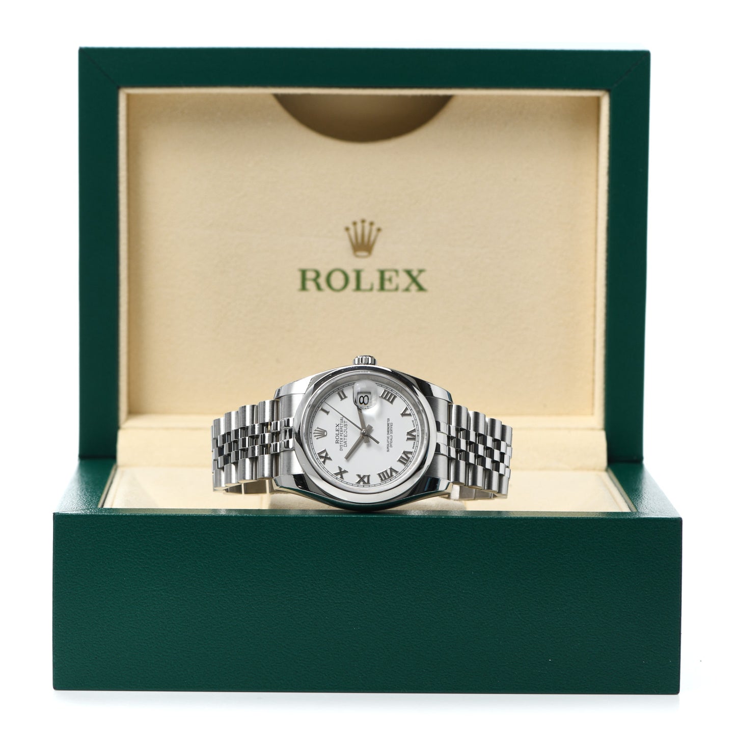 Stainless Steel 36mm Oyster Perpetual Datejust Watch White Roman 116200