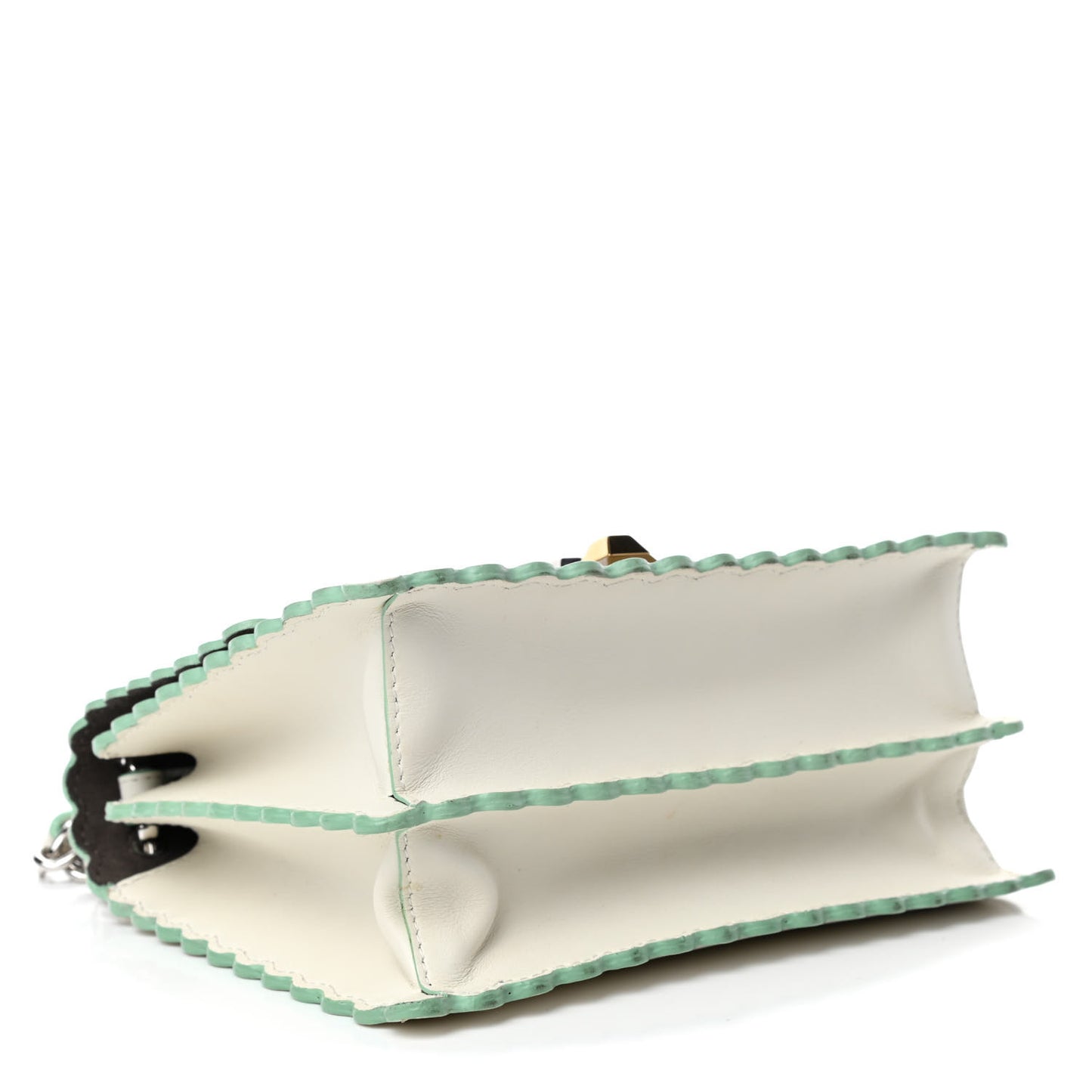 Vitello Baltico Scalloped Studded Small Kan I Shoulder Bag White