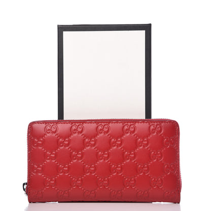 Gucci Guccissima Signature Zip Around Wallet Hibiscus Red 8 of 8