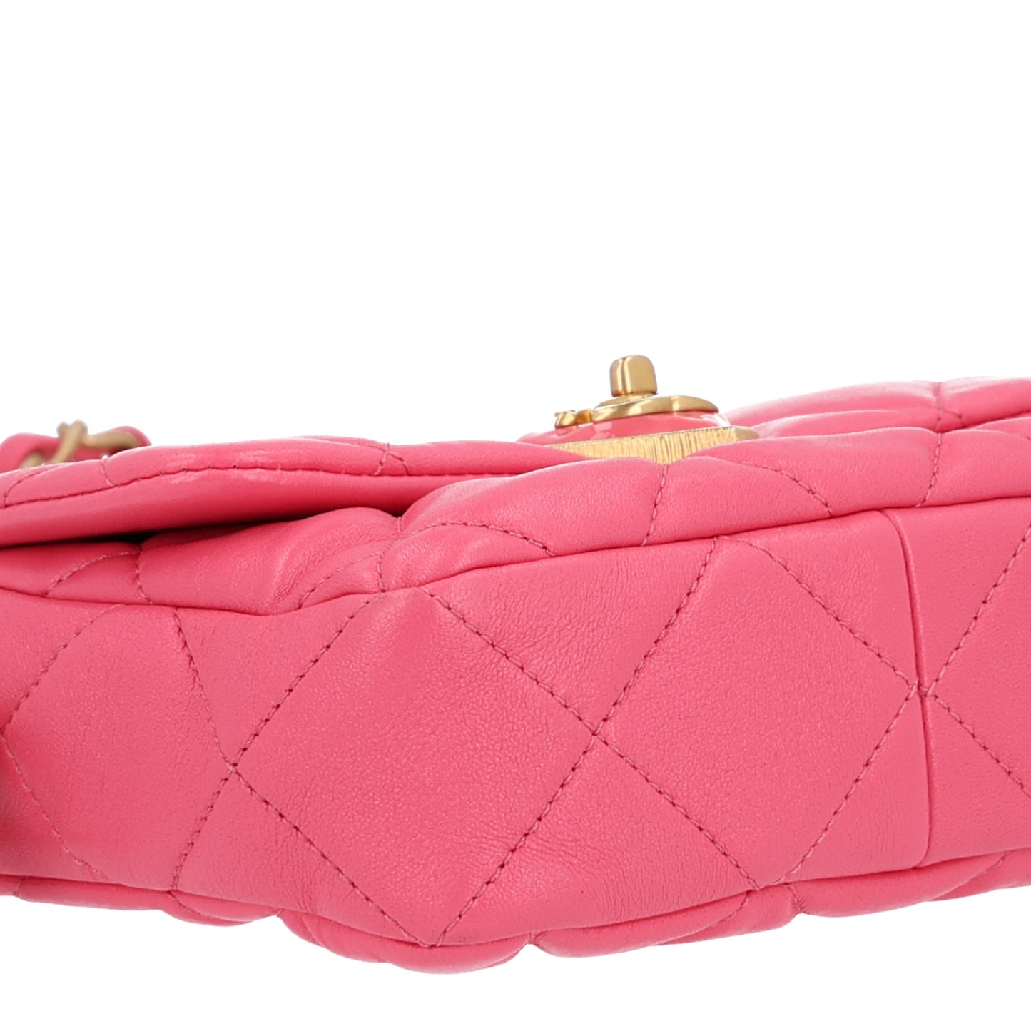 Lambskin Plexiglass Quilted Coco Love Mini Flap Pink