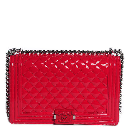 Chanel Patent Leather New Medium Boy Flap Plexiglass Red 1 of 8