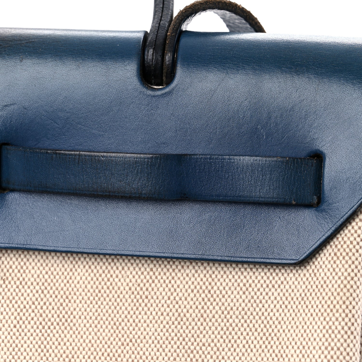 Hermes Toile Vache Calfskin Herbag PM 30 Navy Bleu Natural 19 of 26