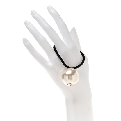 Chanel Pearl CC Hair Tie Black White 2 of 5
