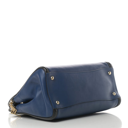 Prada Saffiano City Calfskin Bi-Color Tote Bluette Black 4 of 19