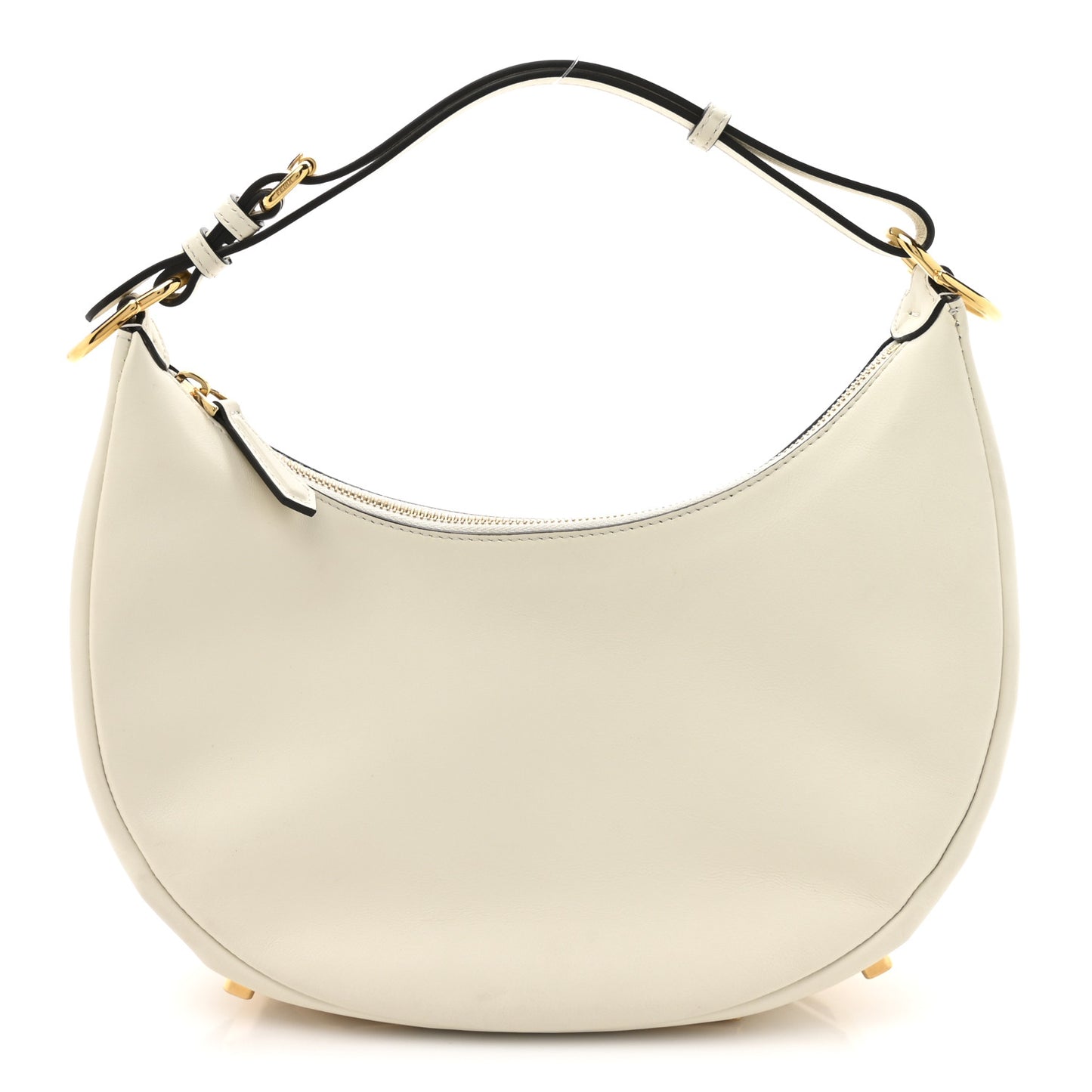Vitello Grace Matte Small Fendigraphy Hobo Bag White Ice