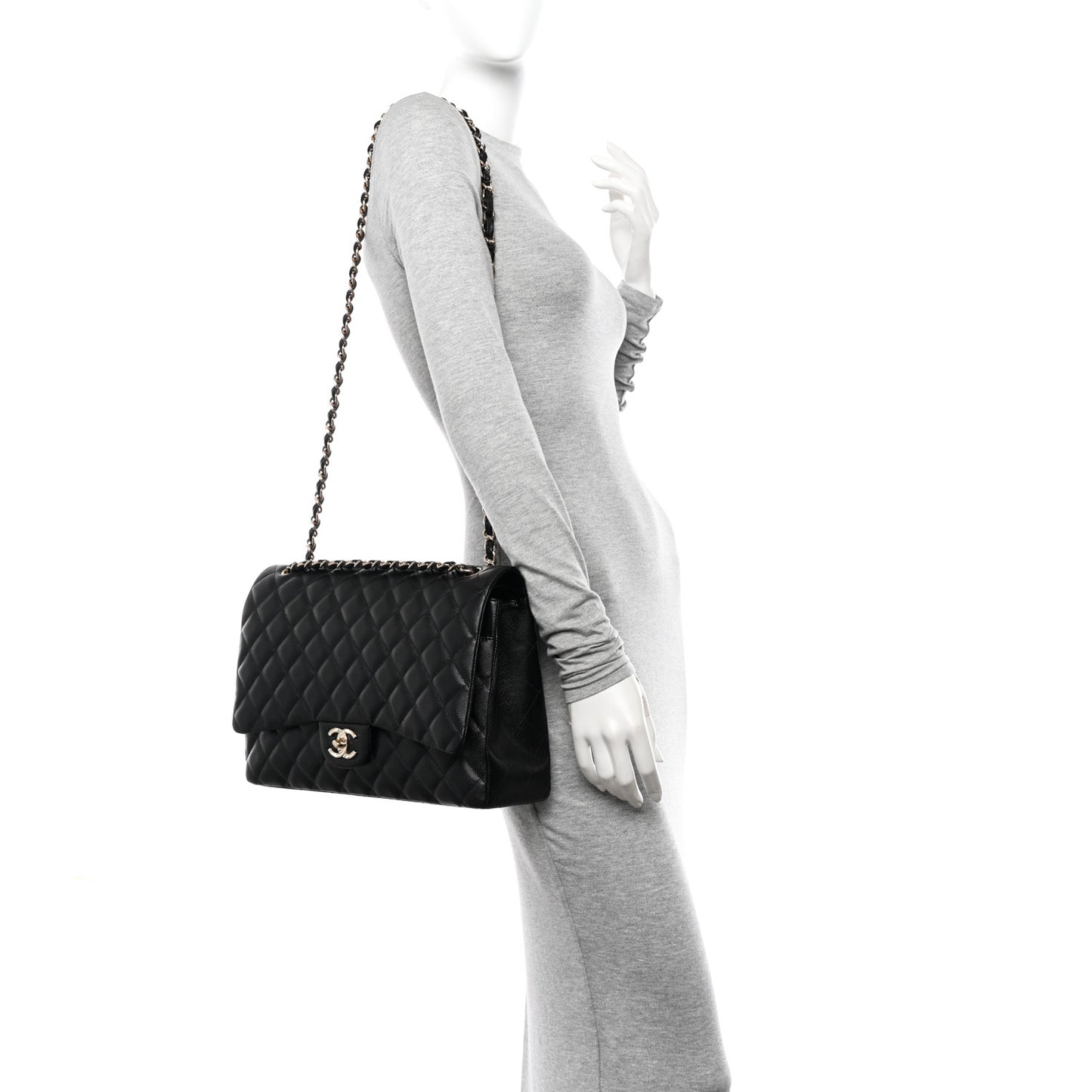 Caviar Quilted Maxi Double Flap Black
