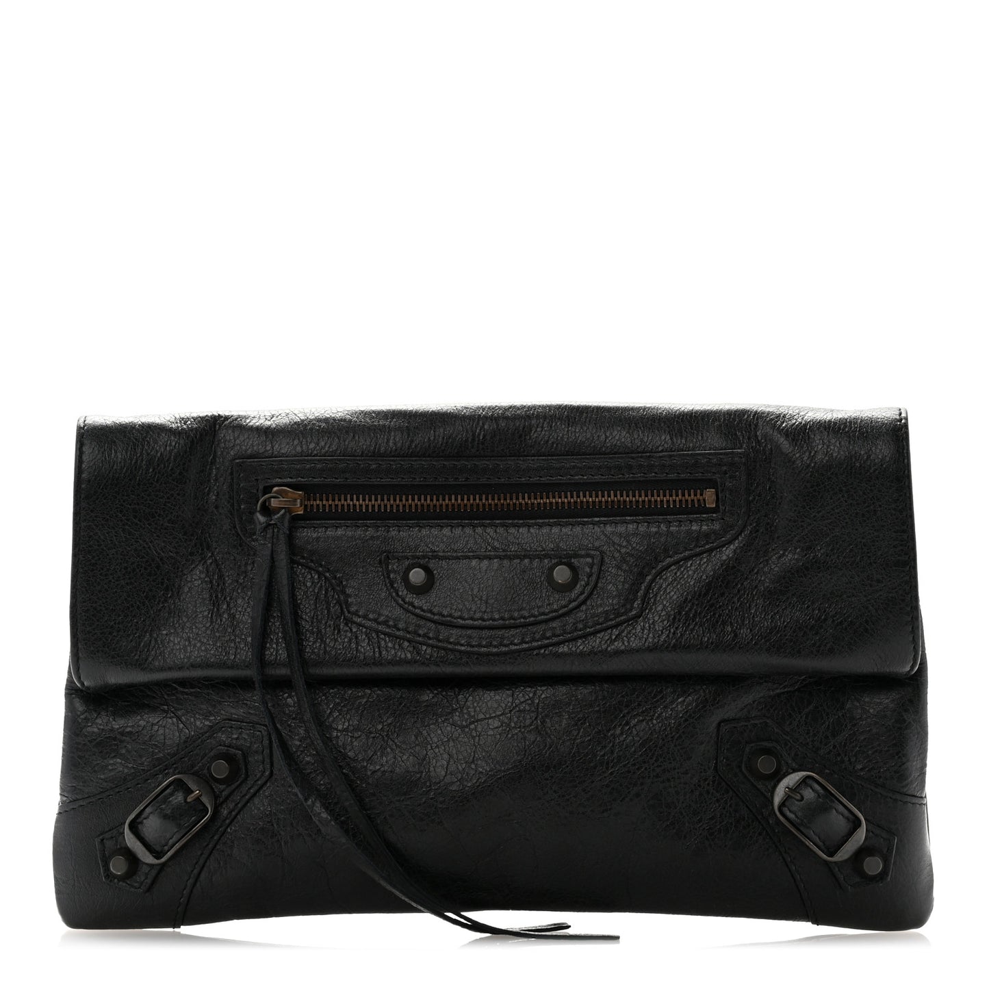 Agneau Classic Hardware Envelope Clutch Black