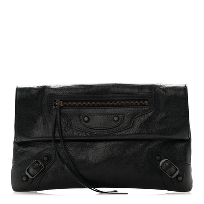 Balenciaga Agneau Classic Hardware Envelope Clutch Black 1 of 7