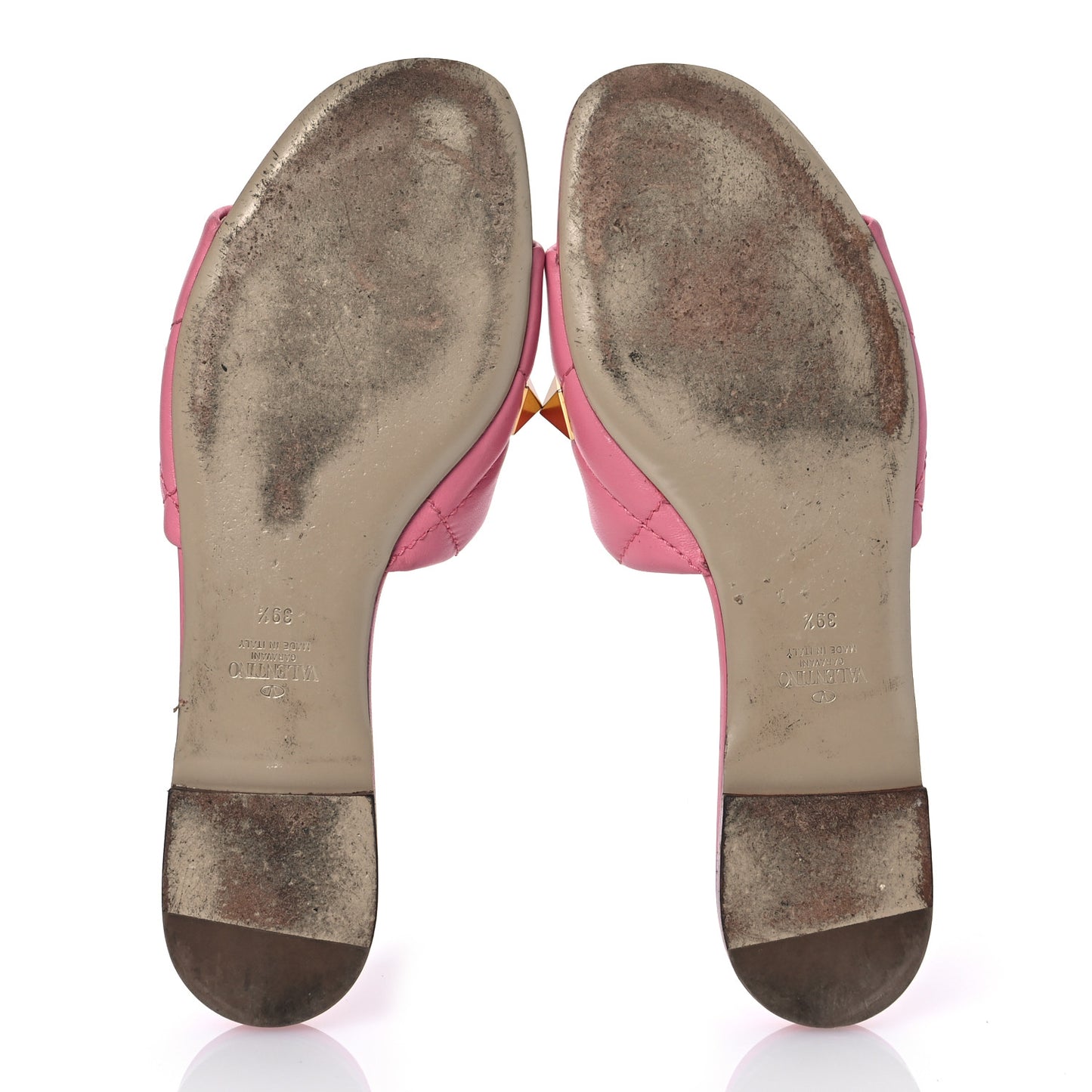 Nappa Roman Stud Flat Slide Sandals 39.5 Flaming Pink