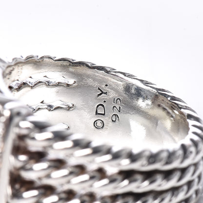 David Yurman Sterling Silver Diamond Prasiolite 16mm Wheaton Ring 54 6.75 5 of 6