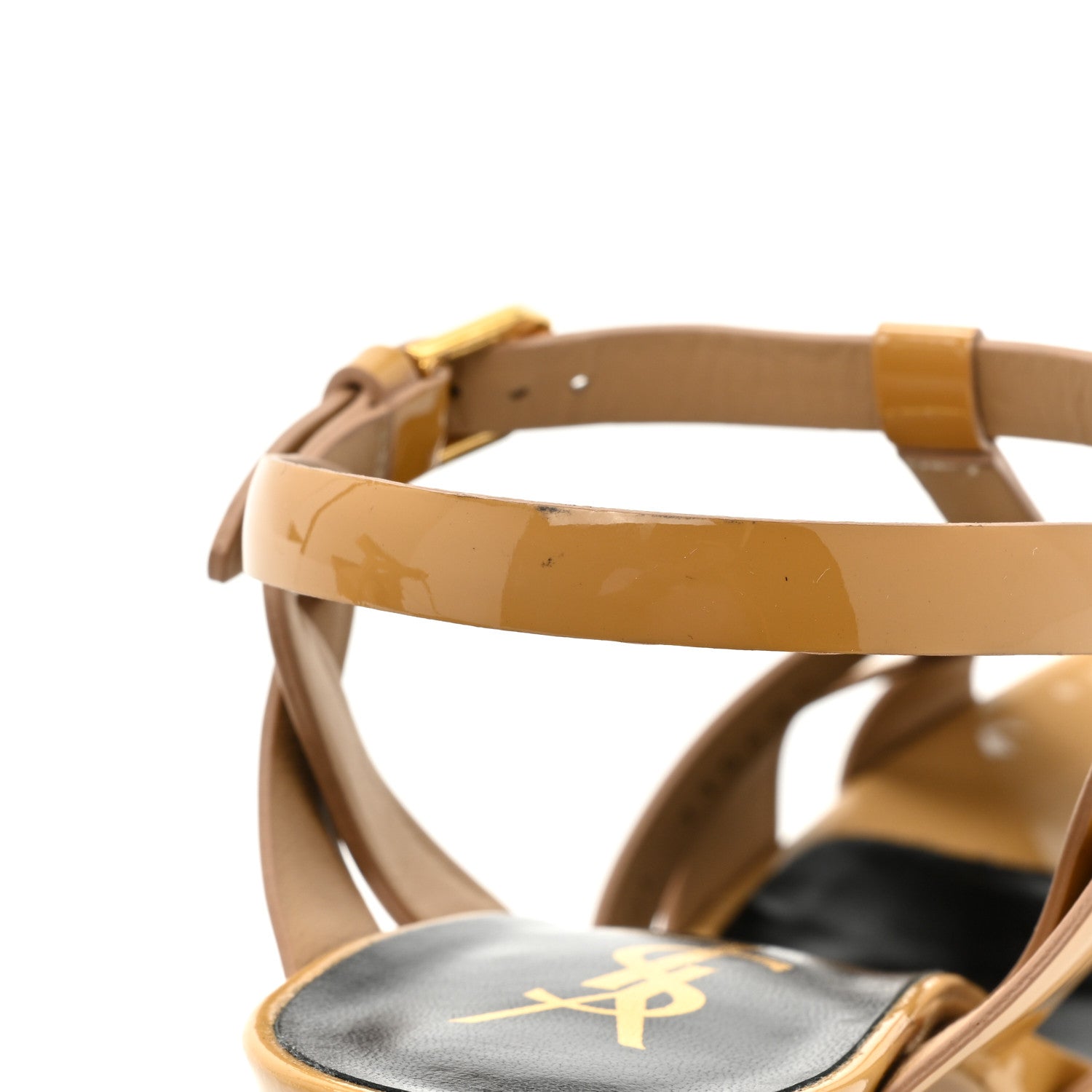 Saint Laurent Patent Tribute 75 Platform Sandals 39.5 Nude Powder 10 of 15