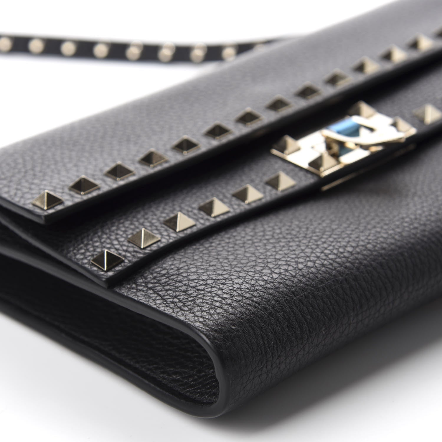 Valentino Garavani Grainy Calfskin Rockstud Double Flap Crossbody Bag Black 6 of 9