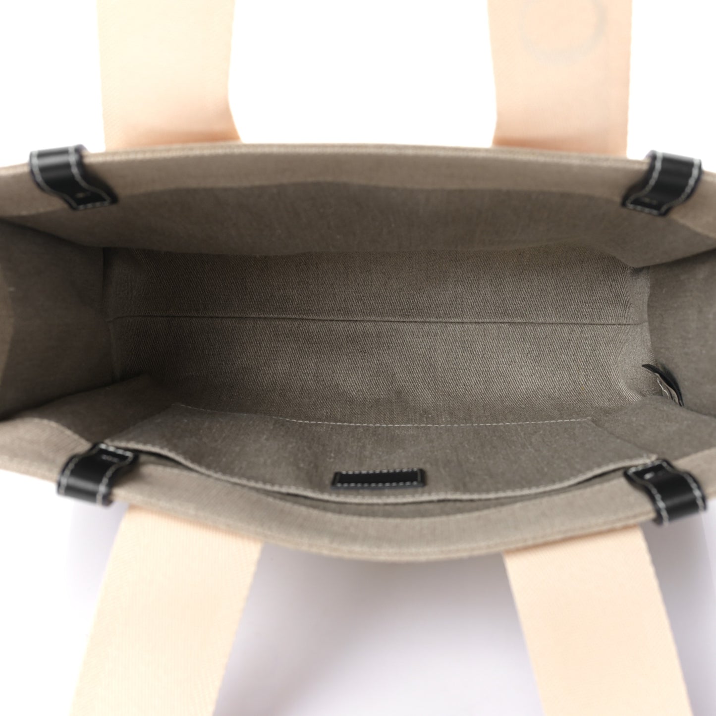 Linen Calfskin Medium Woody Ribbon Tote White Black