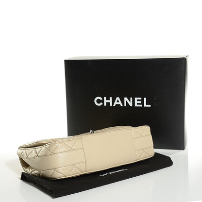 Chanel Lambskin Quilted Jumbo Easy Carry Flap Dark White Beige Clair 5 of 9