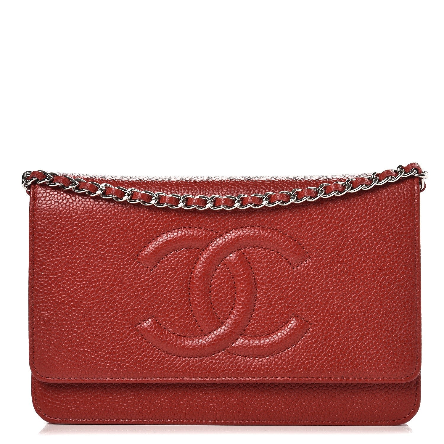 Chanel Caviar Timeless CC Wallet On Chain WOC Red 1 of 11