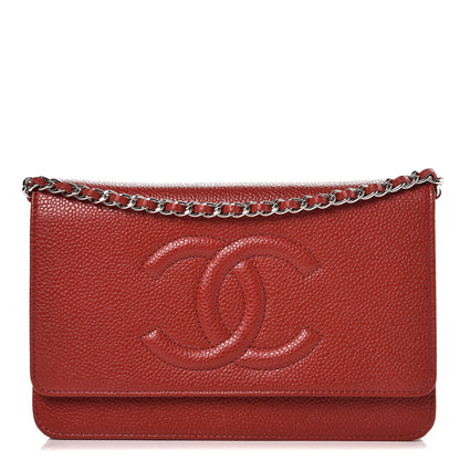 Chanel Caviar Timeless CC Wallet On Chain WOC Red 1 of 11