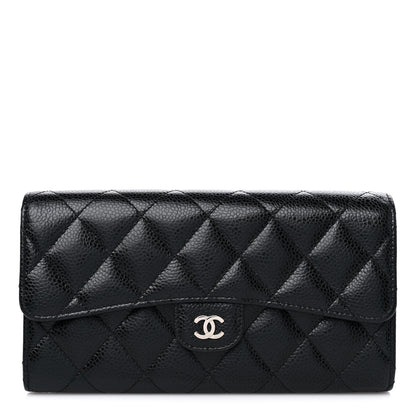 Chanel Caviar Quilted Large Gusset Flap Wallet Black 1 of 11