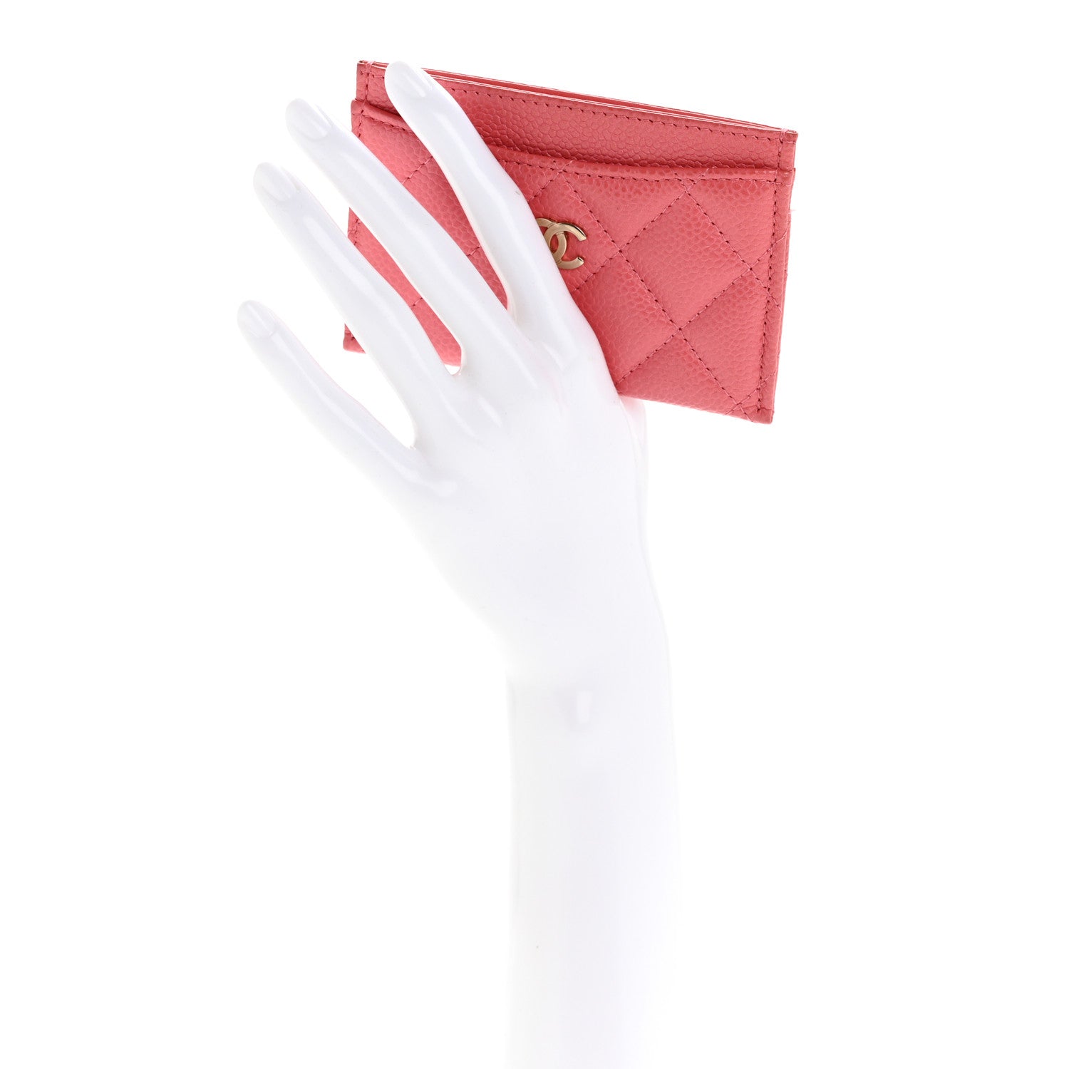 Chanel Metallic Caviar Quilted Card Holder Pink 2 of 11