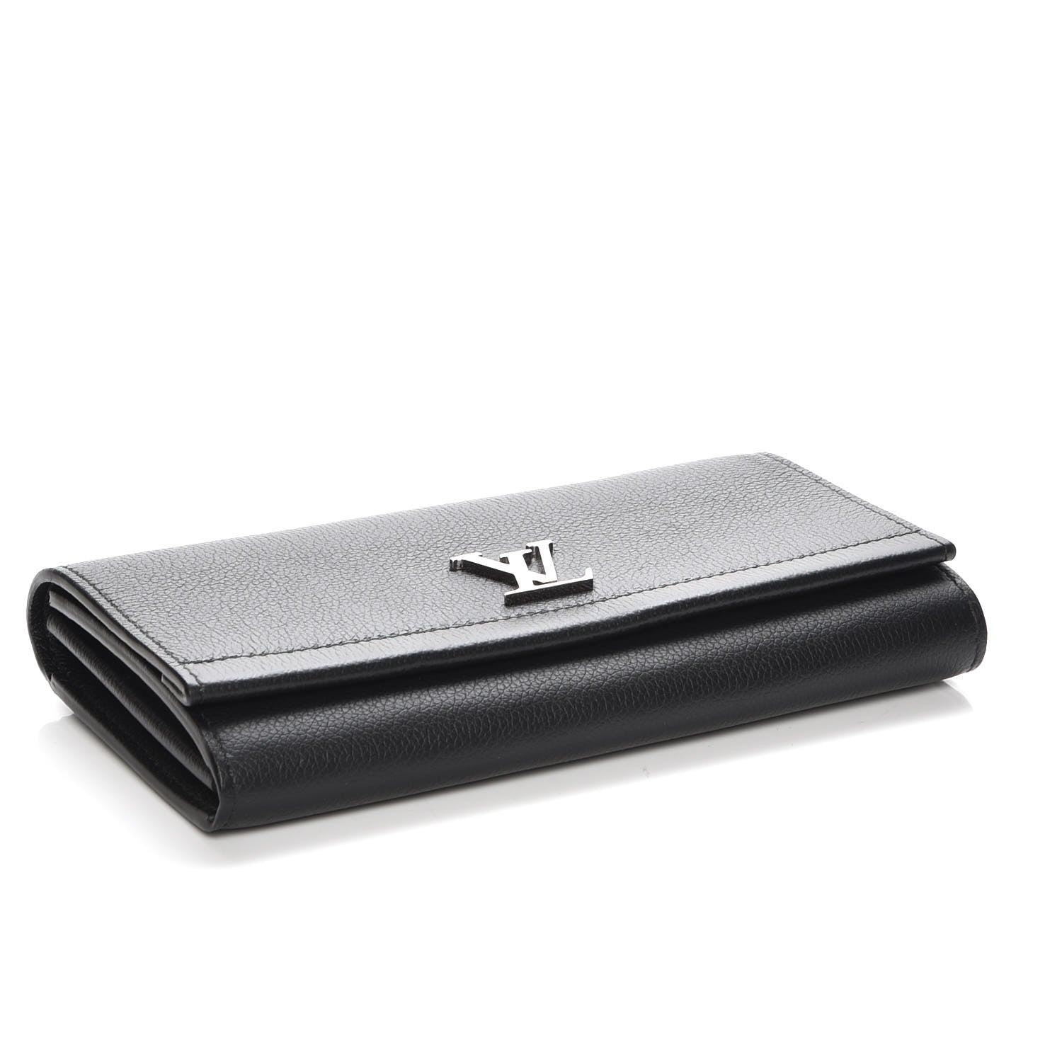Louis Vuitton Calfskin Lockme II Wallet Black 4 of 8