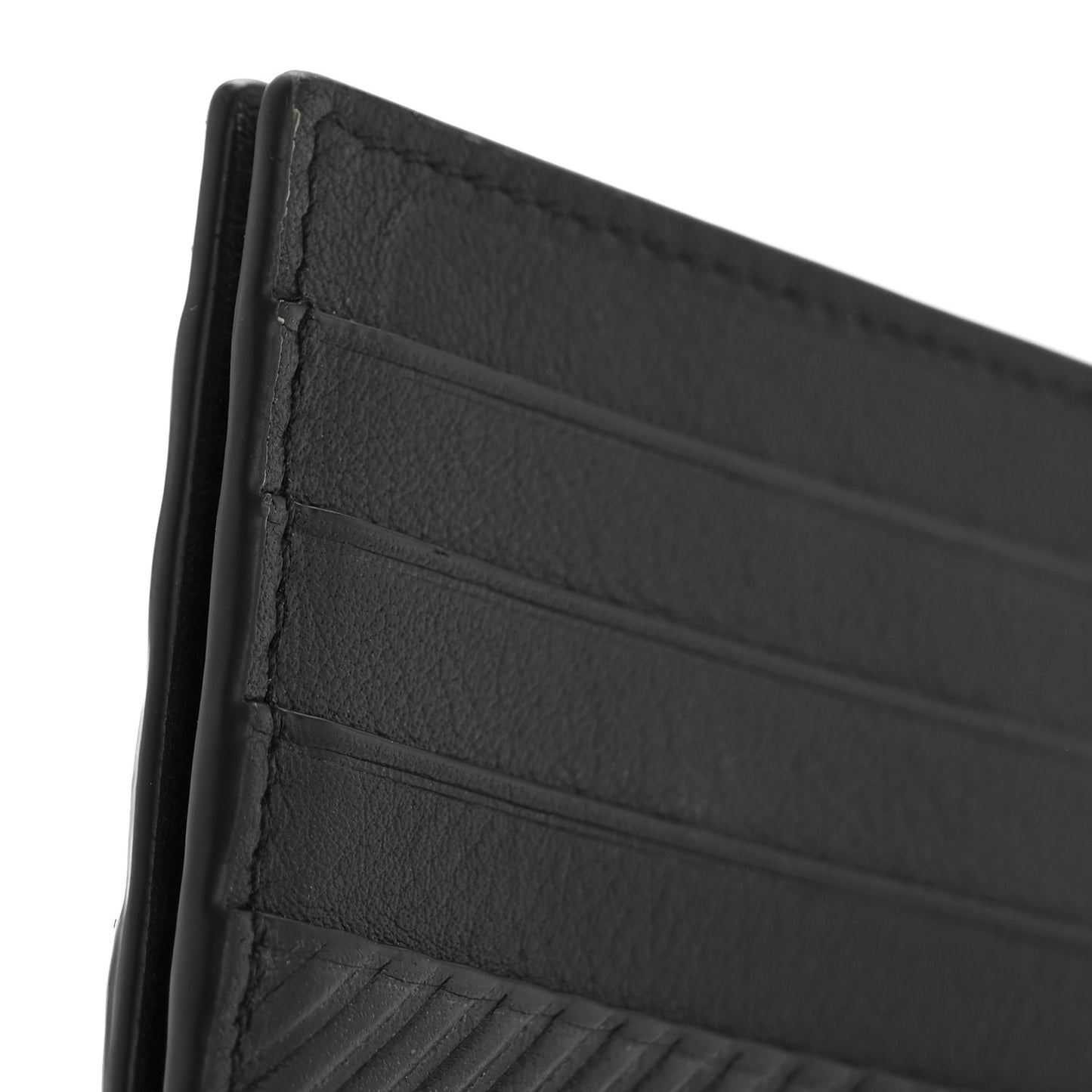 Textured Calfskin Plain Cardholder Black