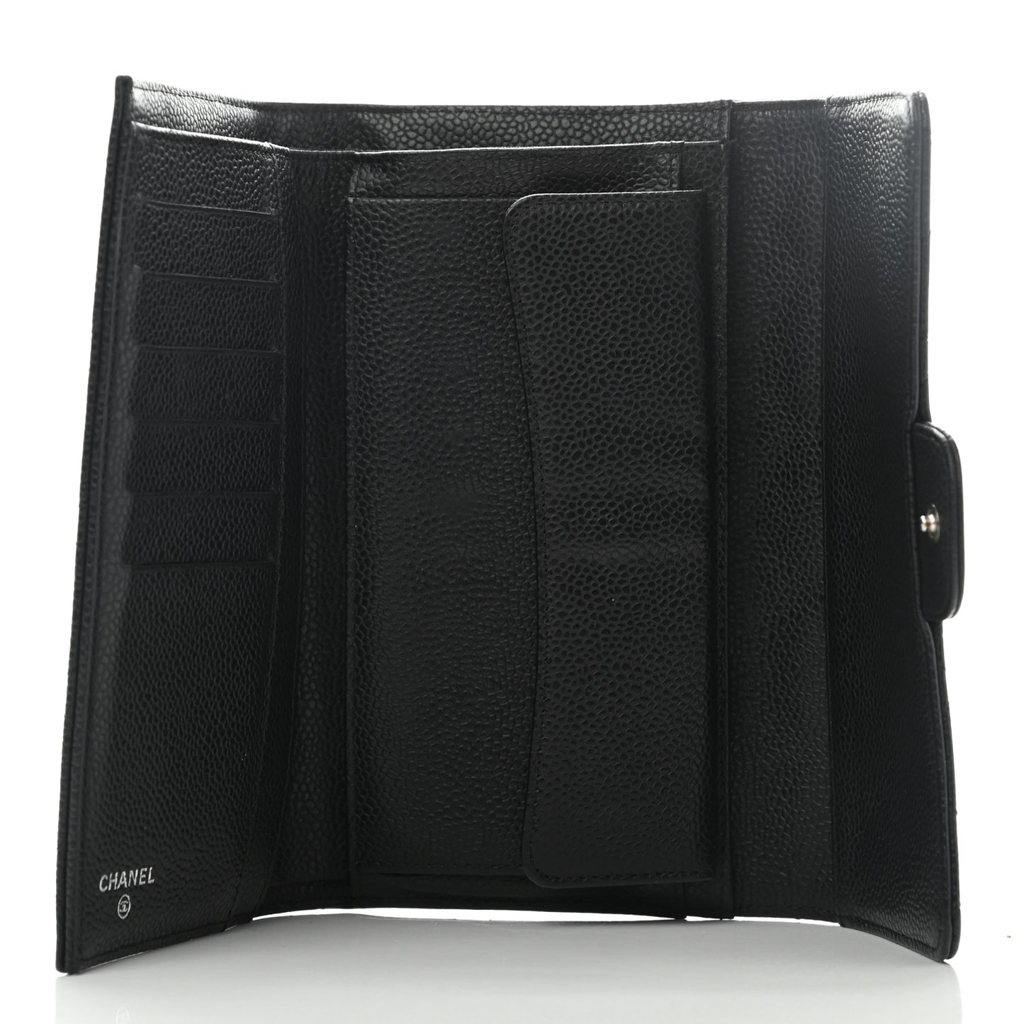 Caviar Quilted Long Flap Wallet Black
