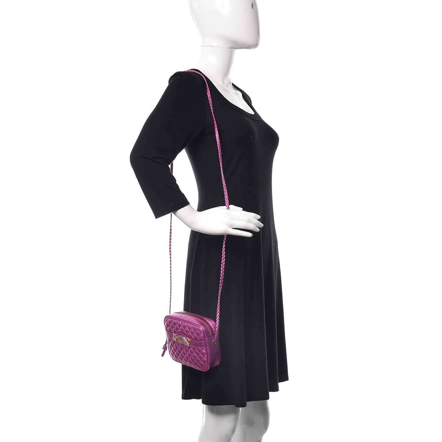 Gucci Laminated Nappa Trapuntata Mini Zumi Shoulder Bag Fuxia 2 of 10