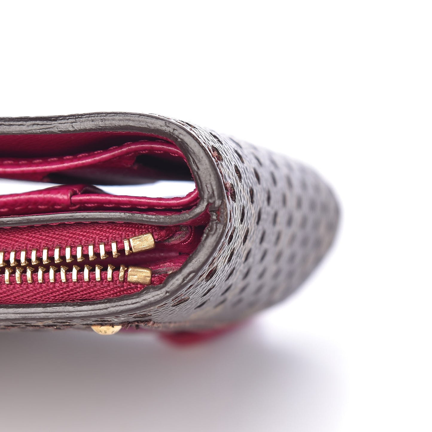 Monogram Perforated Compact Zipped Wallet Fuchsia